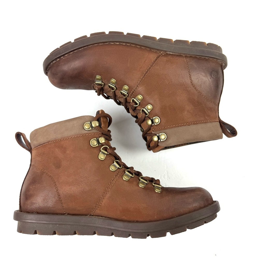 Born Blaine Bootie 7.5 Brown Distressed Leather Lace Up‎ Hiking Boot Womens